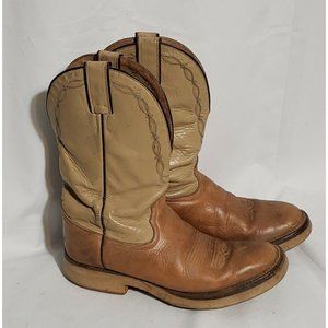 Men's Tony Lama Western Work Cowboy Boots Size 7.5B Tan Beige Brown Leather